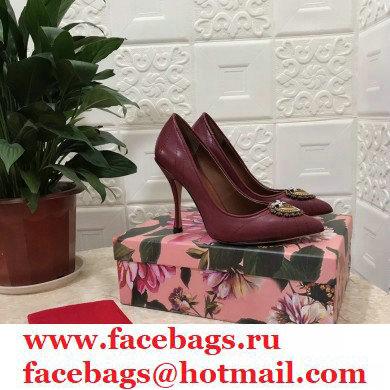 Dolce  &  Gabbana Heel 10.5cm Quilted Leather Devotion Pumps Burgundy 2021